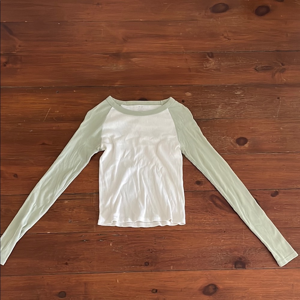 Brandy Melville Cream Fitted Long Sleeve Tee